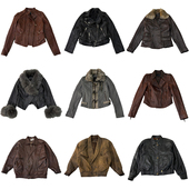 古着皮衣vintage斜拉机车修身 外套y2k毛领 真皮夹克绵羊皮女士长袖