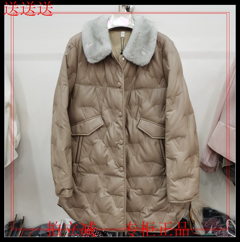 2023正品久恒JH21D092皮羽绒服毛领白鸭绒修身时尚女外套保暖秒杀