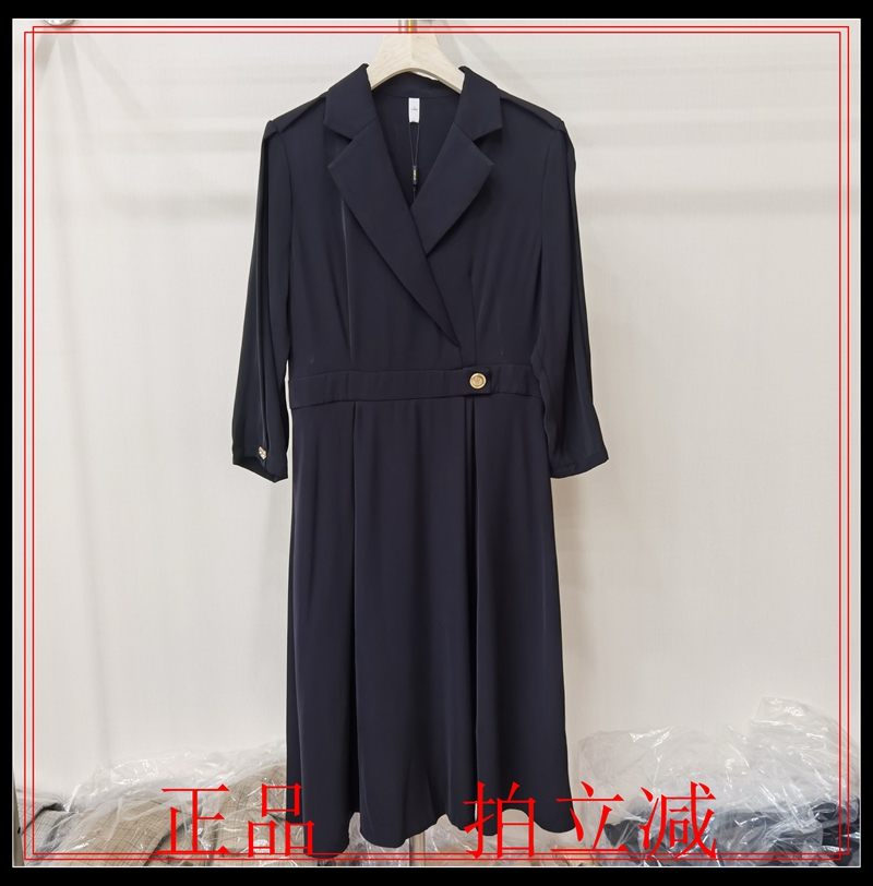 秒杀欣伊卡璐2110秋新正品西装领长袖减龄气质连衣裙韩版纯色修身