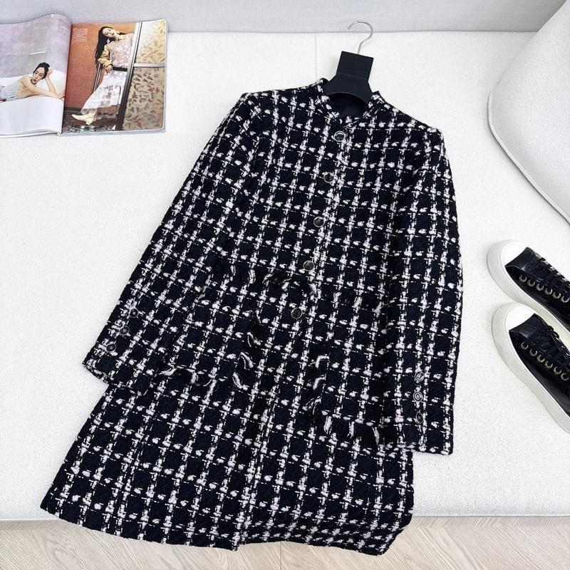 高级感重工定位格纹编织长款连衣裙+外套+半裙