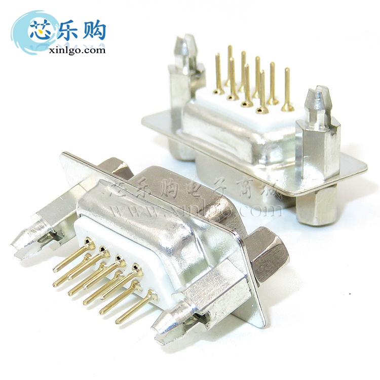 DP9 9PIN 母头 母座 铆鱼叉 焊板式 白胶镀金 串口9针 DP9连接器