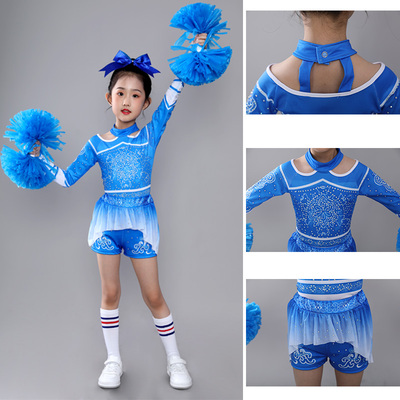 儿童啦啦操演出服长袖女童拉拉队比赛服中小学生运动会团体操服装