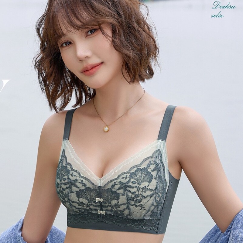 黛春妮8618内衣女薄杯无侧骨聚拢上托收副乳防下垂文胸罩蕾丝无磁
