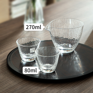 锤目纹片手工茶壶清酒壶水晶玻璃分酒分茶器公道杯 东洋佐佐木日式