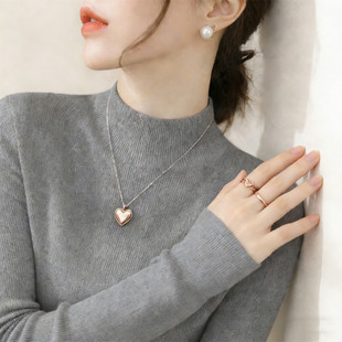 秋冬毛衣女2025新款半高领针织修身打底衫女内搭法式高级灰色长袖