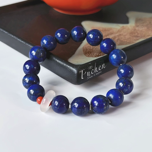 「荔映宫阙」稳心绪/祥和亨通/喜用水木/青金石白玛瑙南红/女手串