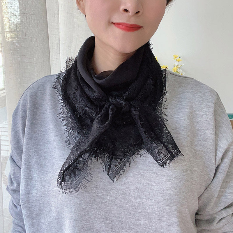 赫本风丝巾女2025新款小方巾高档时尚百搭冬睫毛蕾丝黑色真丝颈饰,服饰配件/皮带/帽子/围巾,围巾/丝巾/披肩,淘宝优惠券,粉丝福利购,淘宝优惠卷