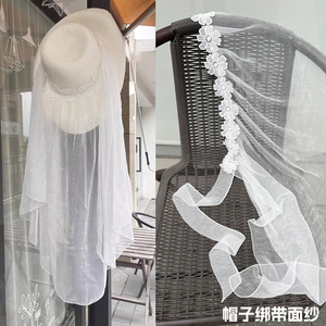 360防晒帽通用雪纺面纱女绑带夏季防晒遮阳帽超仙高级感拍照头纱