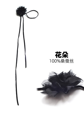 黑色颈花朋克性感轻奢小众丝巾