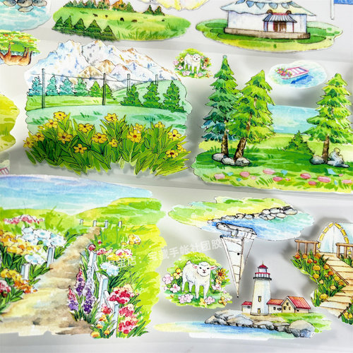 手帐分装胶带b085天穹之泪星野研究所乡路古风PET素材流麻diy贴纸