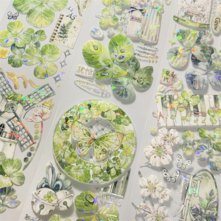 手帐分装 胶带k22寻找四叶草studioVI绿植古风素材账流麻贴纸咕卡