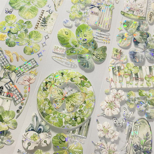 手帐分装胶带k22寻找四叶草studioVI绿植古风素材账流麻贴纸咕卡