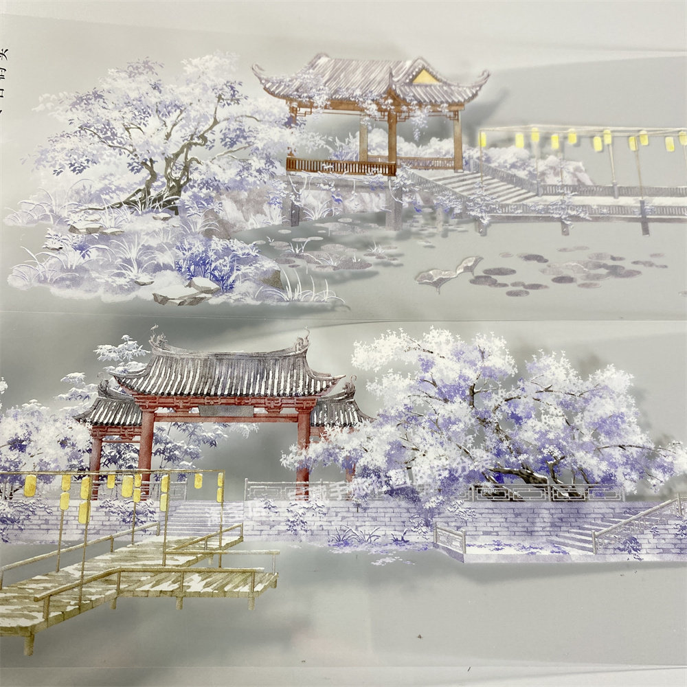 手帐分装胶带y59冬日码头zero雪树房门大门古风PET素材账流麻贴纸