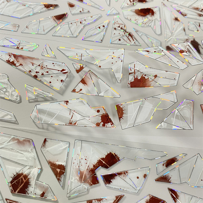 手帐分装胶带k84碎玻璃血色朝夕半透明红PET古风素材账手机壳贴纸