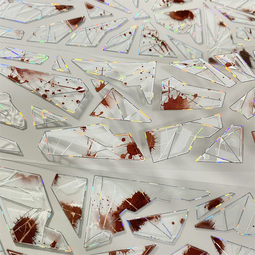 手帐分装胶带k84碎玻璃血色朝夕半透明红PET古风素材账手机壳贴纸