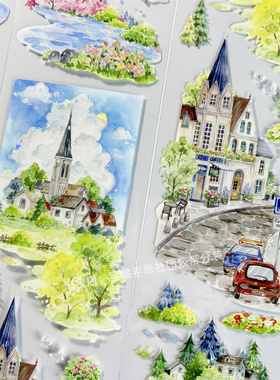 手帐分装胶带a976爱丁堡的四季刺猬家古风PET素材账流麻贴纸咕卡