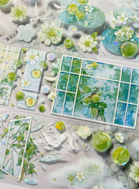 手帐分装胶带a841青梅朝夕手帐工作室花古风PET素材账手机壳贴纸