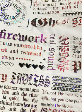 手帐分装胶带e91恶魔日记李富贵英文字希腊PET素材账流麻贴纸咕卡