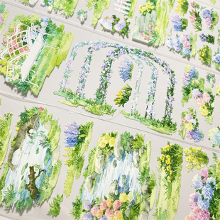 手帐分装胶带g31半亩花田月海研究所草地景PET古风素材账流麻贴纸