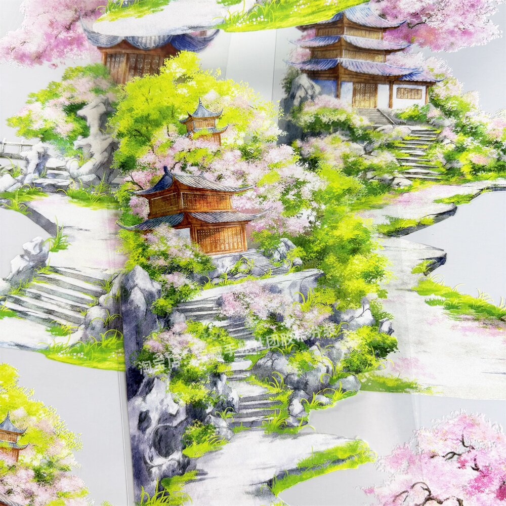 手帐分装胶带闲畔春居zero隐居房子树木风PET素材账流麻diy贴纸