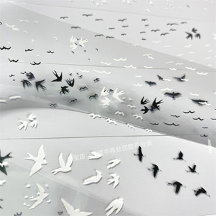 手帐分装胶带s93云中飞鸟江月令黑白小PET古风素材账流麻diy贴纸