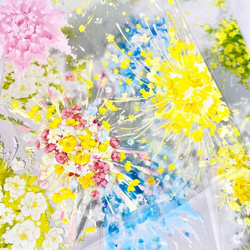 手帐分装胶带花的爆炸风见幸山五颜六色花朵PET素材账流麻diy贴纸