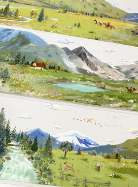 手帐分装胶带f68山间野茫MOODTAPE放牧背景PET古风素材账流麻贴纸