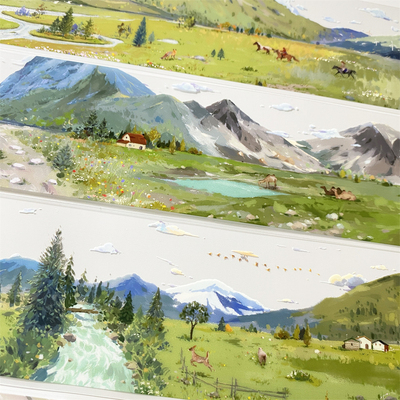 手帐分装胶带f68山间野茫MOODTAPE放牧背景PET古风素材账流麻贴纸