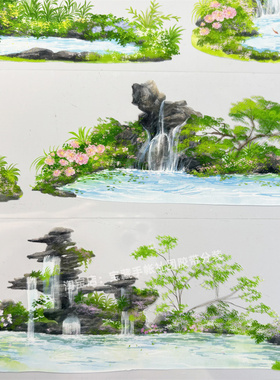 手帐分装胶带 池畔石韵 溪年工作室古风PET素材账流麻贴纸咕卡