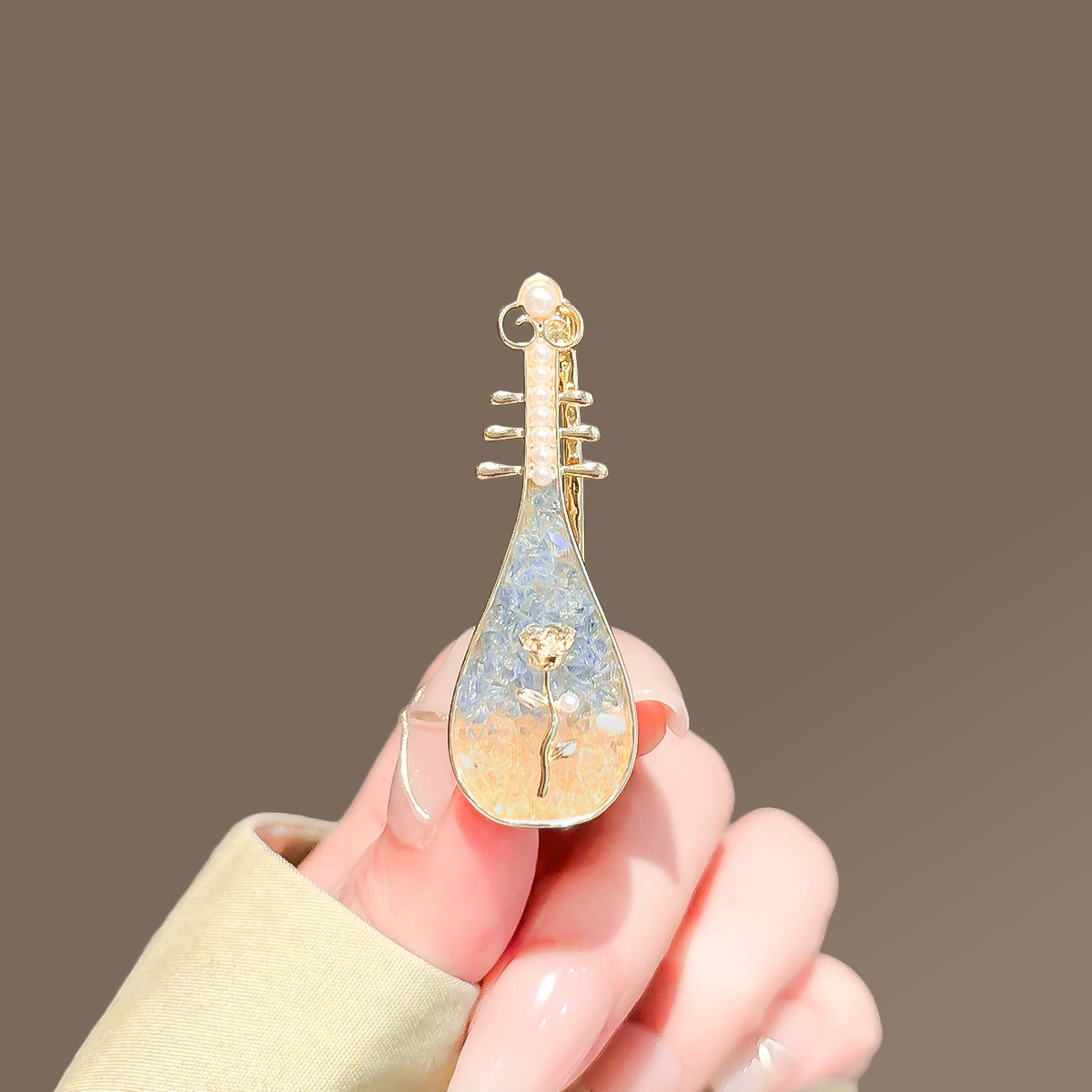 丨一折专区丨国风玫瑰花琵琶发夹女小众侧边夹刘海夹创意碎发夹子图片