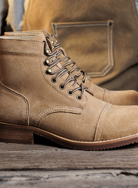 8083工装靴男8111反绒马丁靴阿美咔叽美式复古真皮短靴伞兵靴牛皮