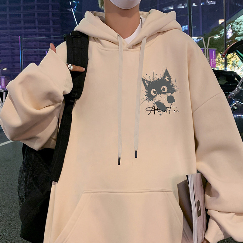 CM076P60新品纯棉卫衣宽松纯棉oversize休闲猫咪卡通外套,男装卫衣,星座304A-1