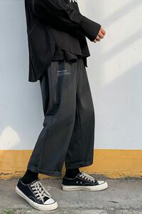 大直筒宽松西裤字母印花大直筒潮流垂感免熨XZ304B-2-KZ506A图片