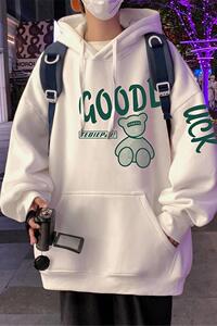 CM018BP60加绒65秋冬纯棉连帽套头潮牌上衣男情侣外套宽松上衣服图片
