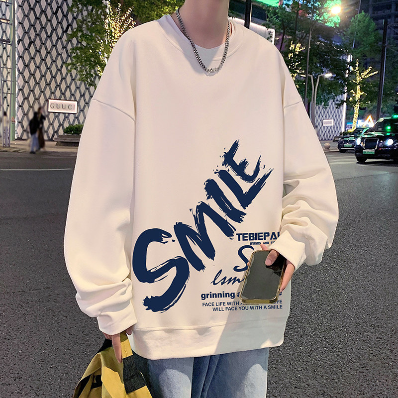 W519BP35加绒45秋冬圆领卫衣宽松长袖打底衫潮牌套头内搭上衣服,男装卫衣,星座304A-1