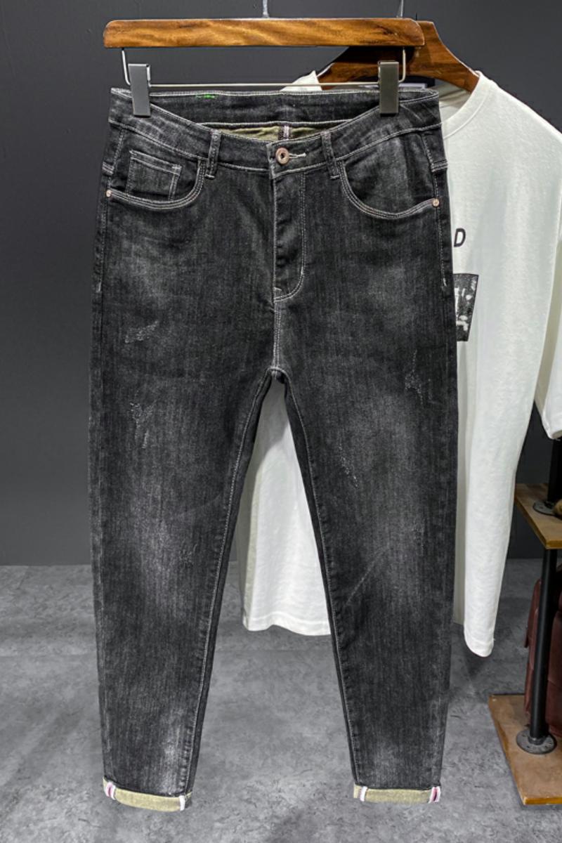 XZ304B-2-KA615B秋季高弹高棉修身牛仔裤灰裤绿色皮牌休闲,男装牛仔裤,星座304A-1