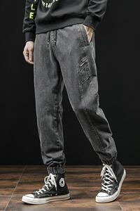 XZ304B-2-KZ2187A新款牛仔裤日系工装大码男潮流哈伦裤潮流裤图片