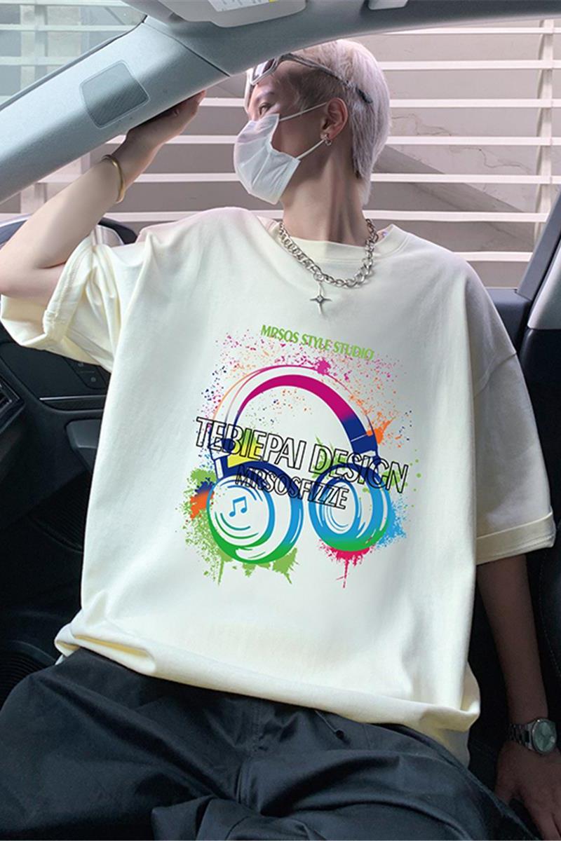 T782P26新品短袖t恤重磅纯棉宽松体恤衫oversize休闲圆领上衣,男装T恤,星座304A-1