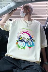 T782P26新品短袖t恤重磅纯棉宽松体恤衫oversize休闲圆领上衣图片