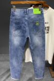 XZ304B-2-KA611C秋冬弹力高棉小脚牛仔裤加厚绿色牌，男装牛仔裤，星座304A-1