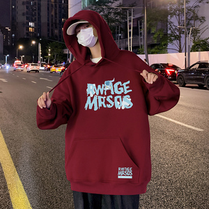 M028P60加绒65新品连帽卫衣高街帽衫宽松春装外套休闲潮牌衣服图片