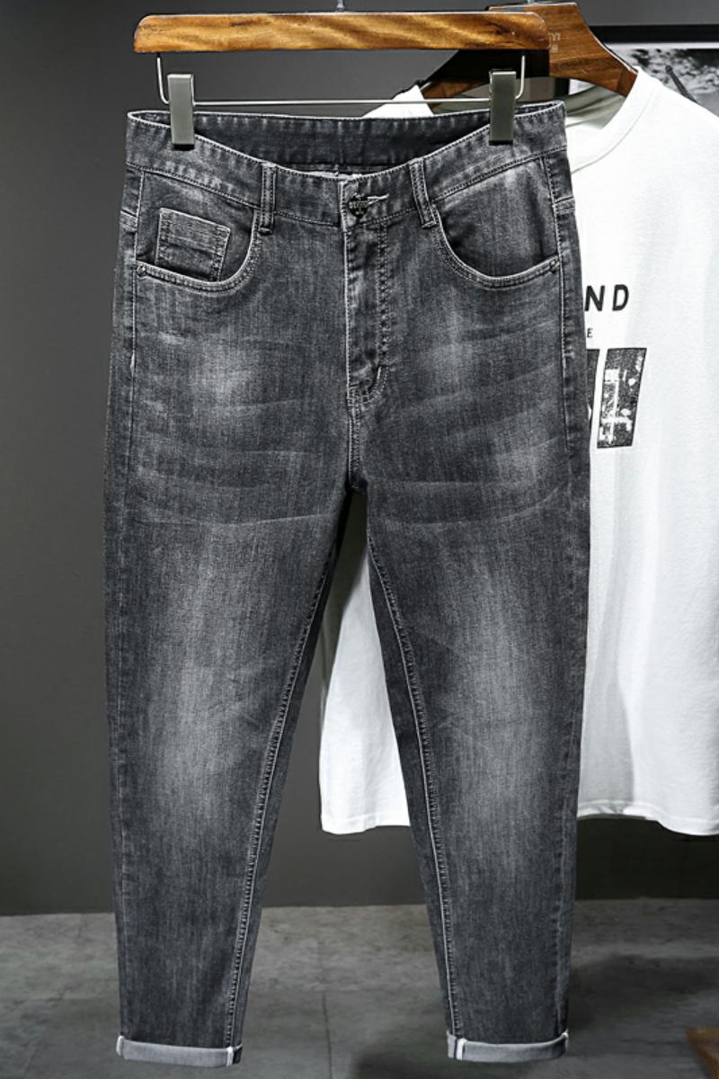 XZ304B-2-KA1303BP70秋季高弹高棉修身牛仔裤灰色立体印花休闲,男装牛仔裤,星座304A-1