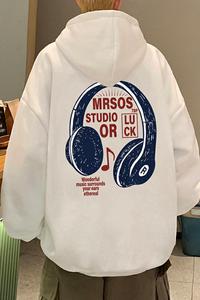 CM066BP60加绒65秋冬纯棉连帽卫衣高街帽衫ins耳机印花潮牌外套图片