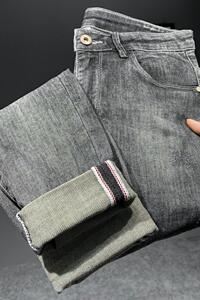 XZ304B-2-KA620A新款弹力小脚牛仔裤潮流灰色纯色款挂拍图图片
