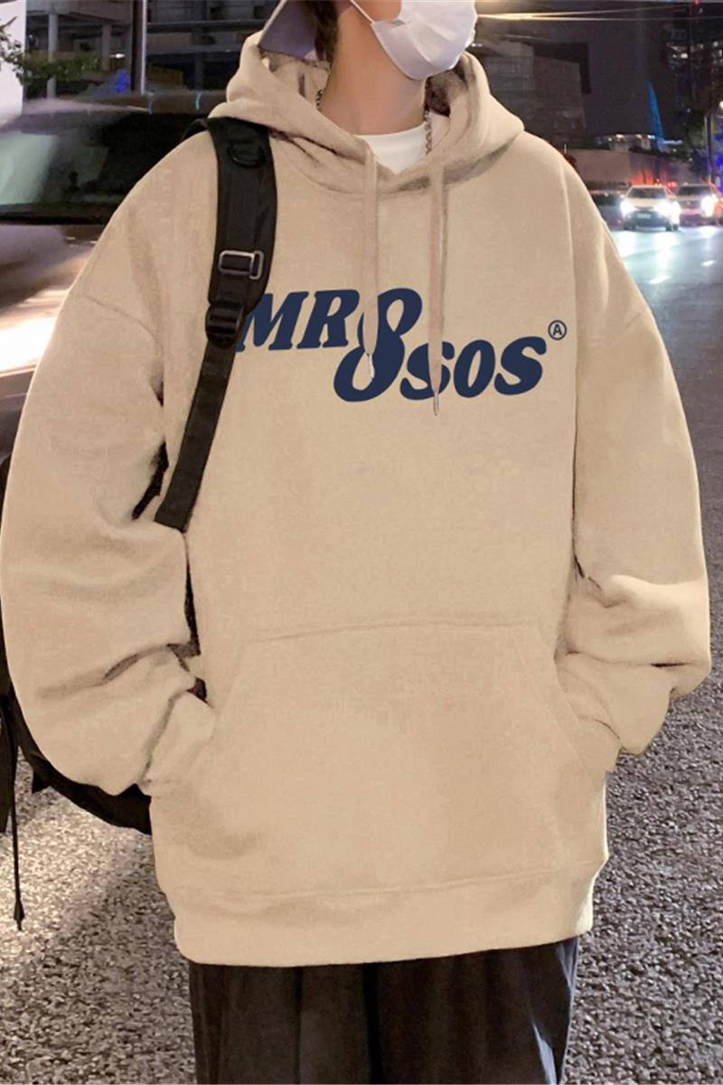 CM01P60新品慵懒风复古纯棉连帽卫衣男帽衫宽松运动休闲外套,男装卫衣,星座304A-1