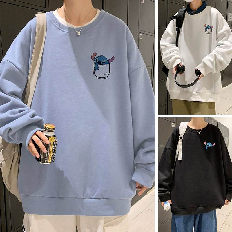 304A-1-W339P35新品卫衣男春秋季卡通史迪仔宽松圆领打底衫休闲,男装卫衣,星座304A-1