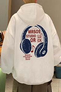CM066AP60加绒65秋冬纯棉连帽卫衣高街帽衫ins耳机印花港风外套,黑色连帽卫衣搭配什么好看图片