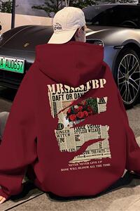 WASSUP HAPPY连帽卫衣男秋冬季加绒加厚宽松情侣帽衫潮牌玫瑰外套图片