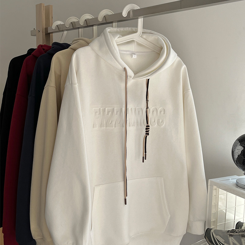 WY002P65加绒70新品棉连帽卫衣加绒宽松重磅纯棉外套男慵懒风,男装卫衣,星座304A-1