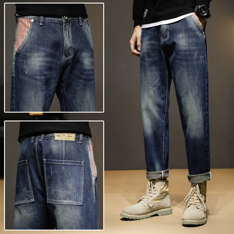 春季拼接牛仔裤流行裤XZ304B-2-KZ0259BP65,男装牛仔裤,星座304A-1